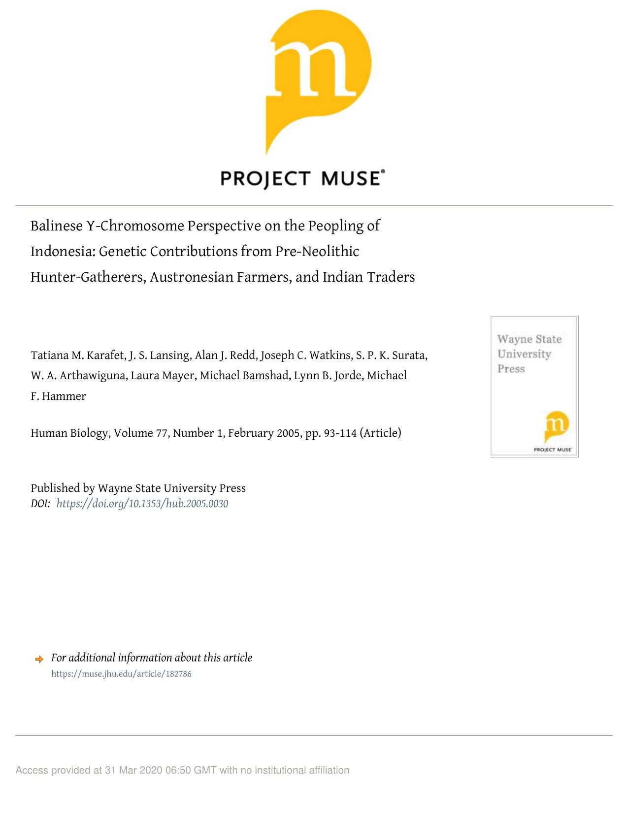 Balinese Y-Chromosome Perspective on ...